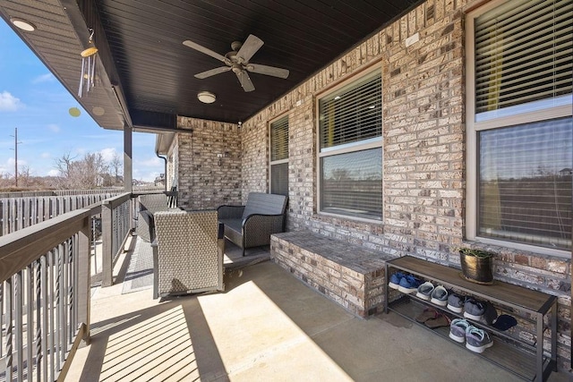 view of patio with a ceiling fan