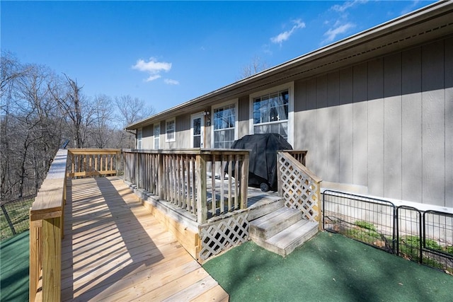 deck featuring area for grilling