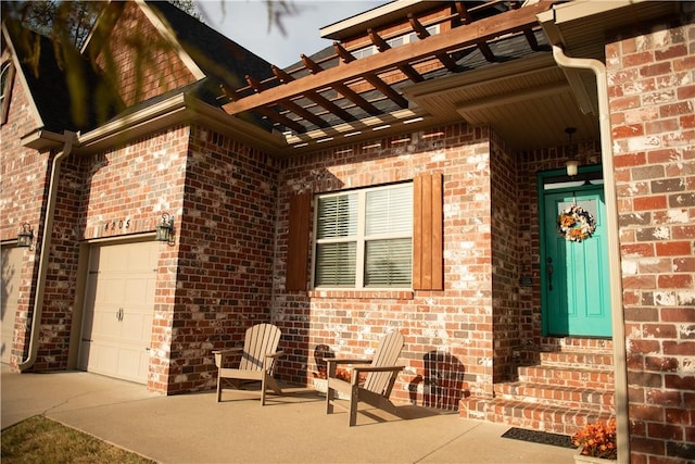 view of patio with an attached garage