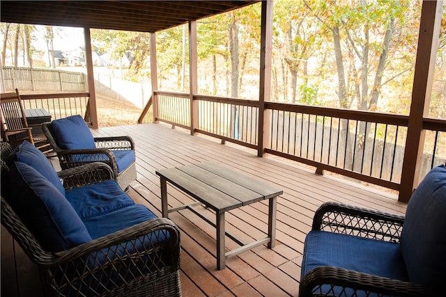 wooden terrace with fence