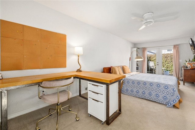 706 NW B St, Bentonville, AR 72712 - carpeted bedroom with access to outside, ceiling fan, and french doors