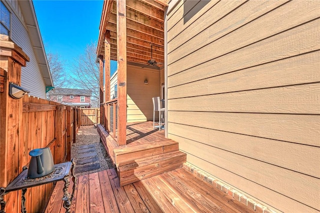 wooden deck featuring fence