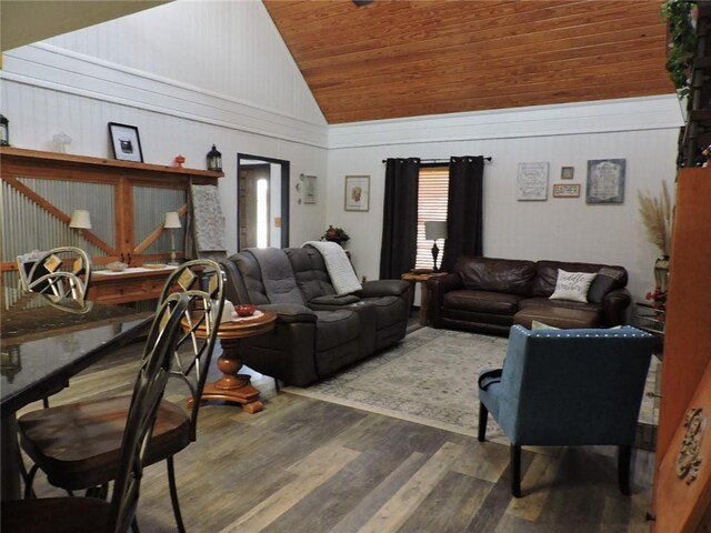 1820 Oak Grove Rd, Van Buren, AR 72956 - living area featuring lofted ceiling, wood ceiling, and wood finished floors