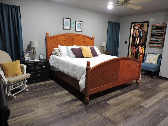 1820 Oak Grove Rd, Van Buren, AR 72956 - bedroom featuring a spacious closet, baseboards, ceiling fan, wood finished floors, and a closet