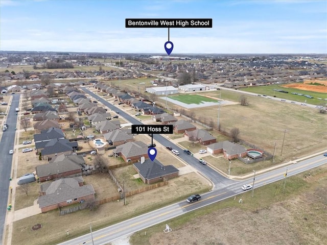 aerial view with a residential view