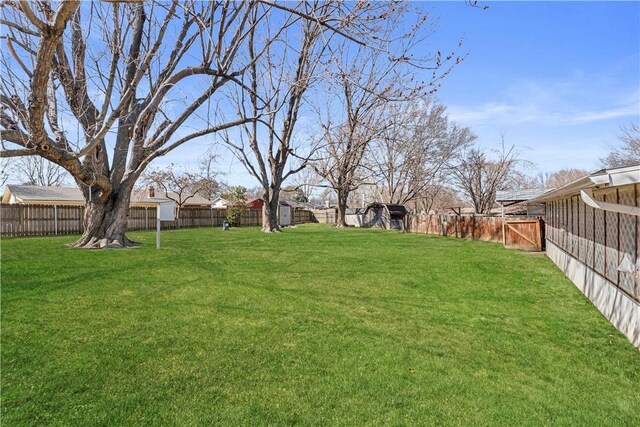 view of yard with a fenced backyard