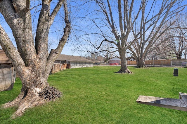 view of yard featuring a fenced backyard