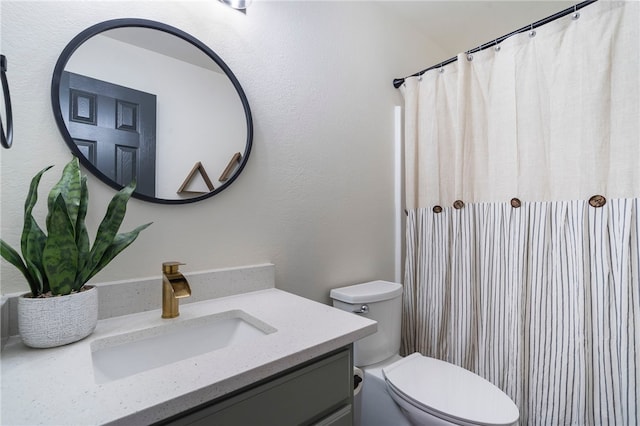 11526 Giles Rd, Farmington, AR 72730 - bathroom with vanity, toilet, and curtained shower