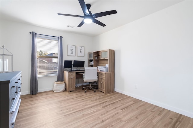 11526 Giles Rd, Farmington, AR 72730 - office space featuring light wood finished floors, a ceiling fan, and baseboards