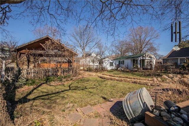 view of yard with a gazebo and fence