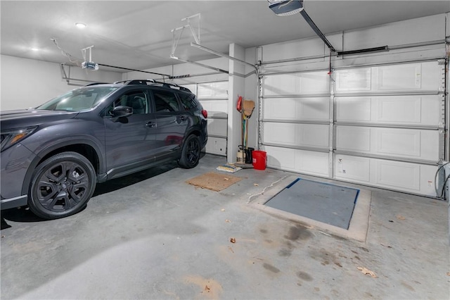 garage with a garage door opener