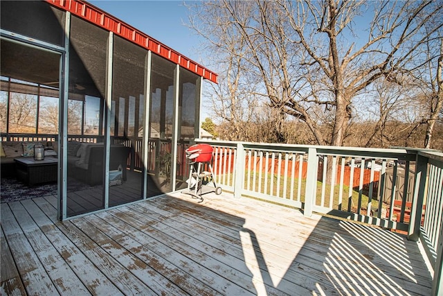 deck featuring a sunroom