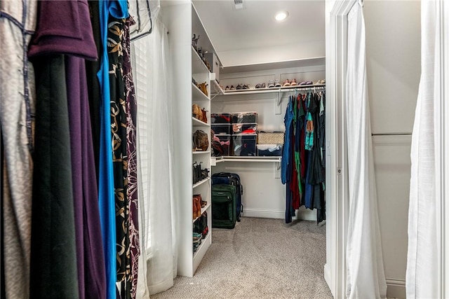 spacious closet with carpet flooring