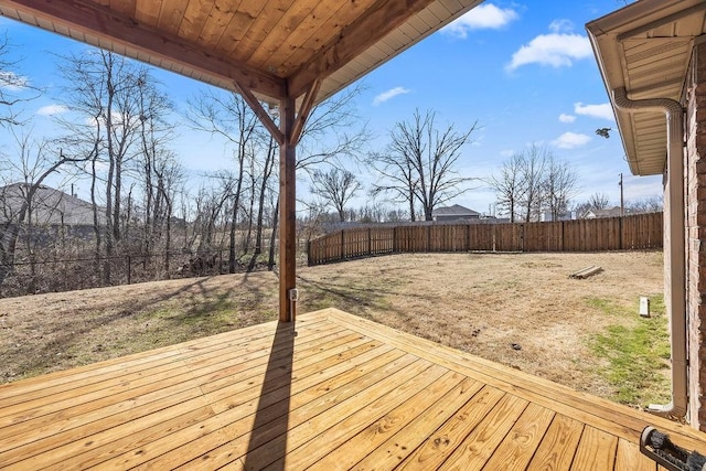 deck featuring a fenced backyard