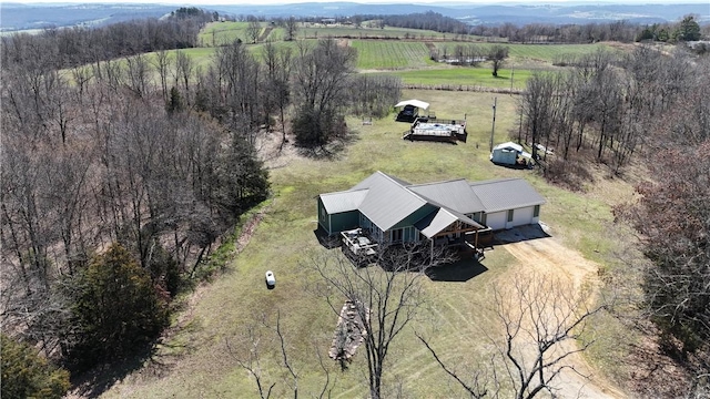 aerial view featuring a rural view