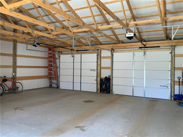 garage with a garage door opener