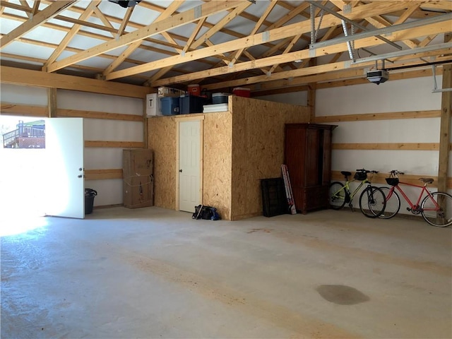 garage with a garage door opener