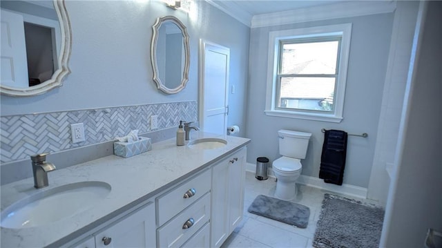 19 Razorback Rd, Rogers, AR 72758 - full bathroom with toilet, crown molding, a sink, and double vanity