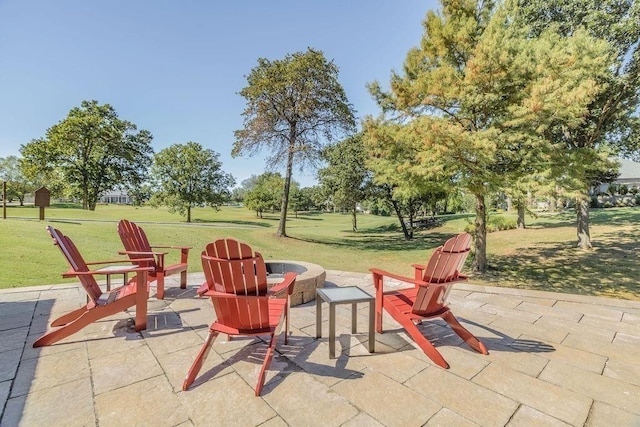 view of patio featuring an outdoor fire pit