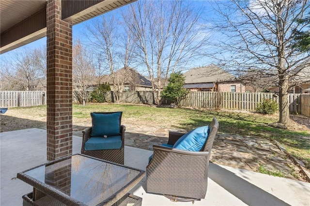 view of patio featuring a fenced backyard