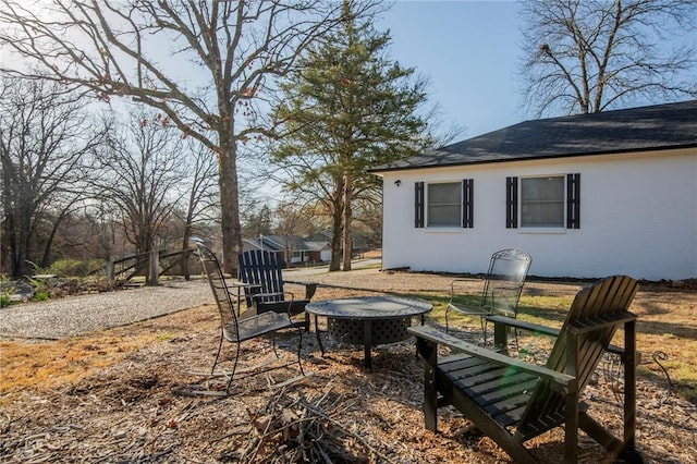 exterior space featuring a fire pit