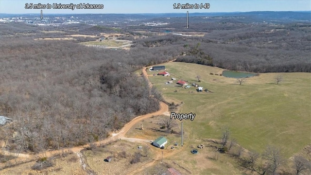 bird's eye view with a rural view