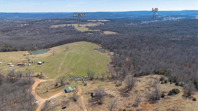 birds eye view of property with a rural view