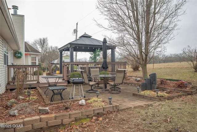 view of patio with a gazebo and a deck