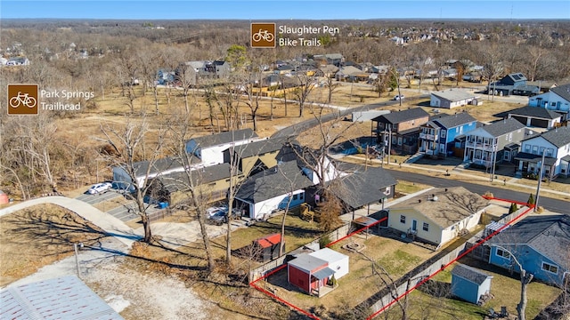 birds eye view of property with a residential view