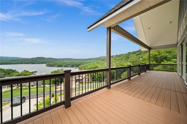 14137 Ozark Dr, Garfield, AR 72732 - deck with a water view and a wooded view