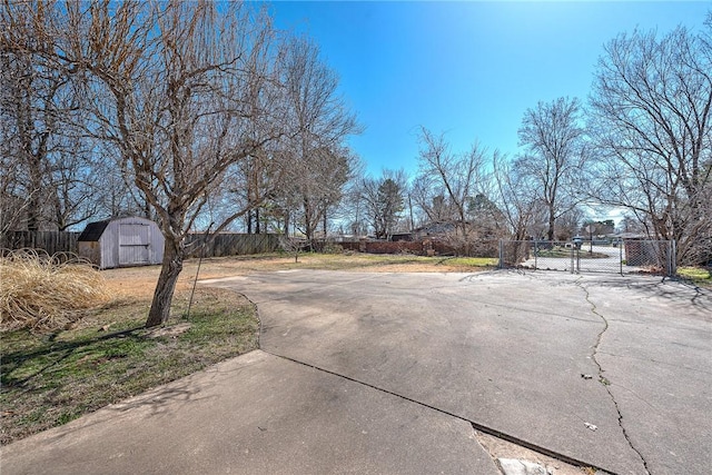 view of road featuring a gate