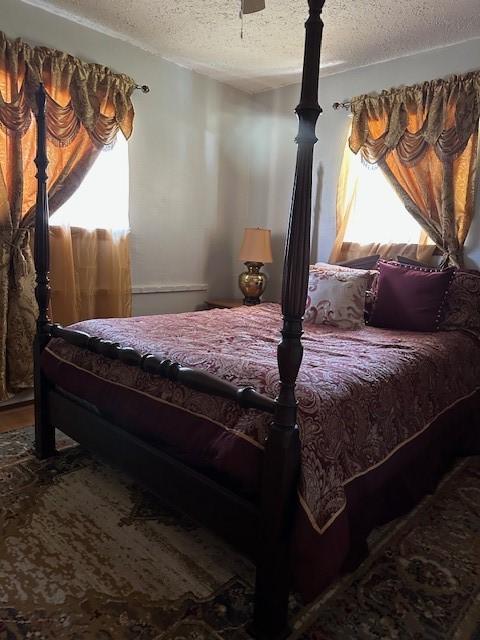 bedroom with a textured ceiling