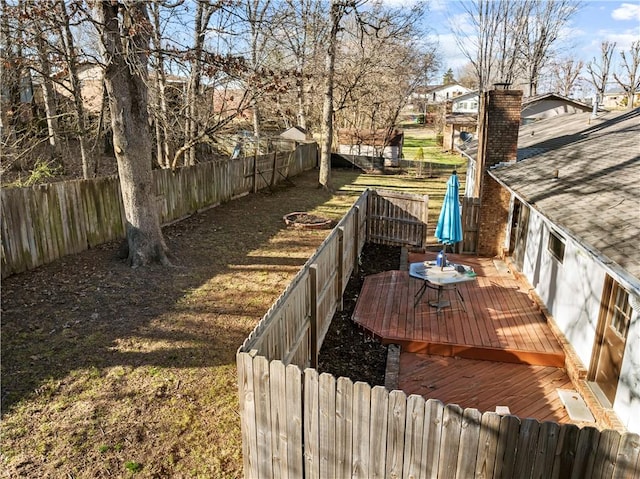 view of yard with a fenced backyard