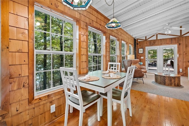 21574 Indian Creek Dr, Garfield, AR 72732 - sunroom featuring vaulted ceiling, a ceiling fan, and wooden ceiling
