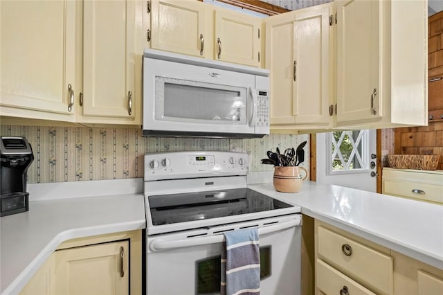 21574 Indian Creek Dr, Garfield, AR 72732 - kitchen with decorative backsplash, white appliances, and light countertops