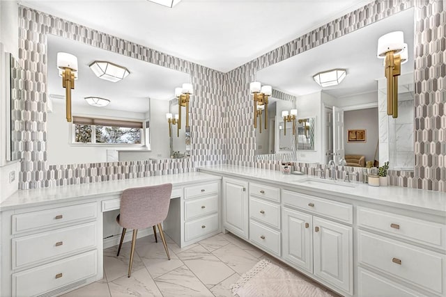 109 Woodcliff Cir, Springdale, AR 72764 - bathroom with marble look tile flooring and vanity