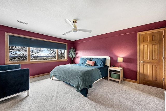 109 Woodcliff Cir, Springdale, AR 72764 - bedroom with carpet, baseboards, ceiling fan, and a textured ceiling