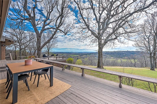 109 Woodcliff Cir, Springdale, AR 72764 - wooden deck featuring a lawn and outdoor dining space