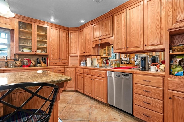 2428 Winn Mountain Loop, Mountainburg, AR 72946 - kitchen featuring dishwasher, light countertops, recessed lighting, and light tile patterned floors