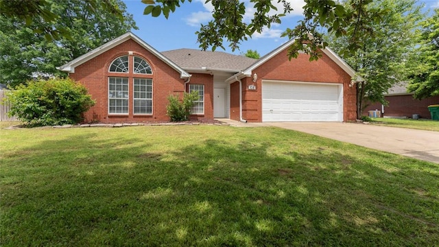 108 Birch St, Centerton, AR 72719 - single story home with brick siding, an attached garage, driveway, and a front lawn