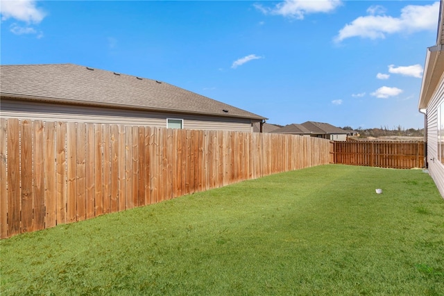 view of yard with a fenced backyard