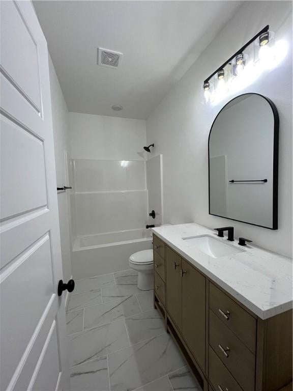 11 Romine Ln, Bella Vista, AR 72715 - bathroom with vanity, marble look tiles, and shower / bathtub combination