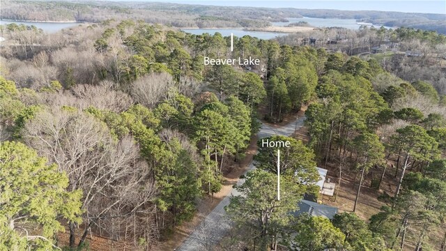 16101 Hickory Dr, Rogers, AR 72756 - aerial view featuring a water view and a wooded view