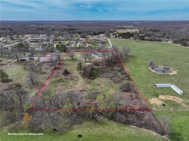 291 E Pilcher Rd, Kansas, OK 74347 - aerial view of sparsely populated area featuring property parcel outlined