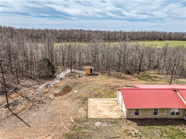 aerial view with a wooded view