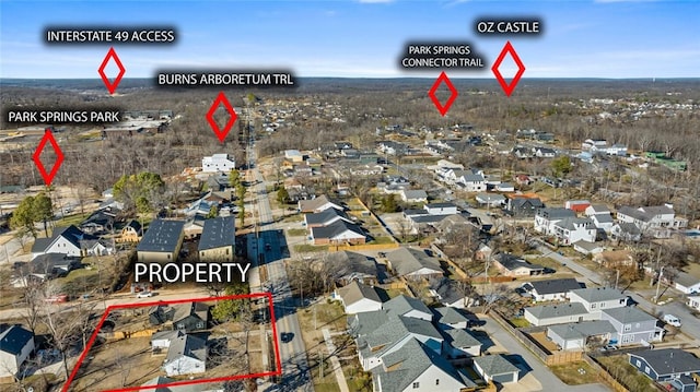 815 NW A St, Bentonville, AR 72712 - drone / aerial view with a residential view