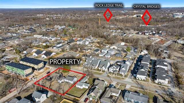 815 NW A St, Bentonville, AR 72712 - drone / aerial view with a residential view