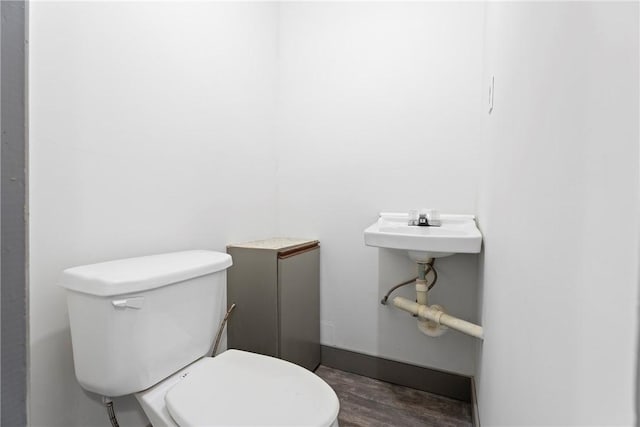 300 Range St, Marshall, AR 72650 - bathroom with wood finished floors, toilet, and a sink