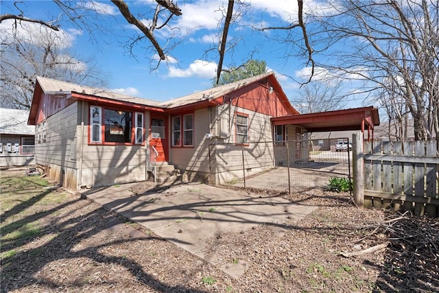300 Range St, Marshall, AR 72650 - back of house with fence, metal roof, entry steps, a carport, and crawl space