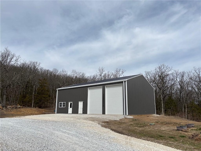 view of detached garage